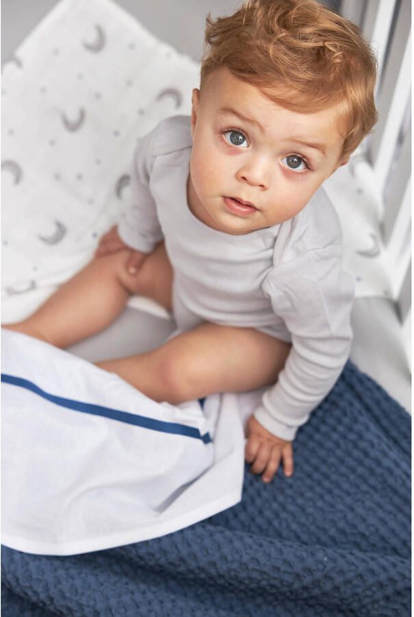 Meyco wieglaken Bies indigo Babylaken Wit Streep | Babylaken van - Foto 3