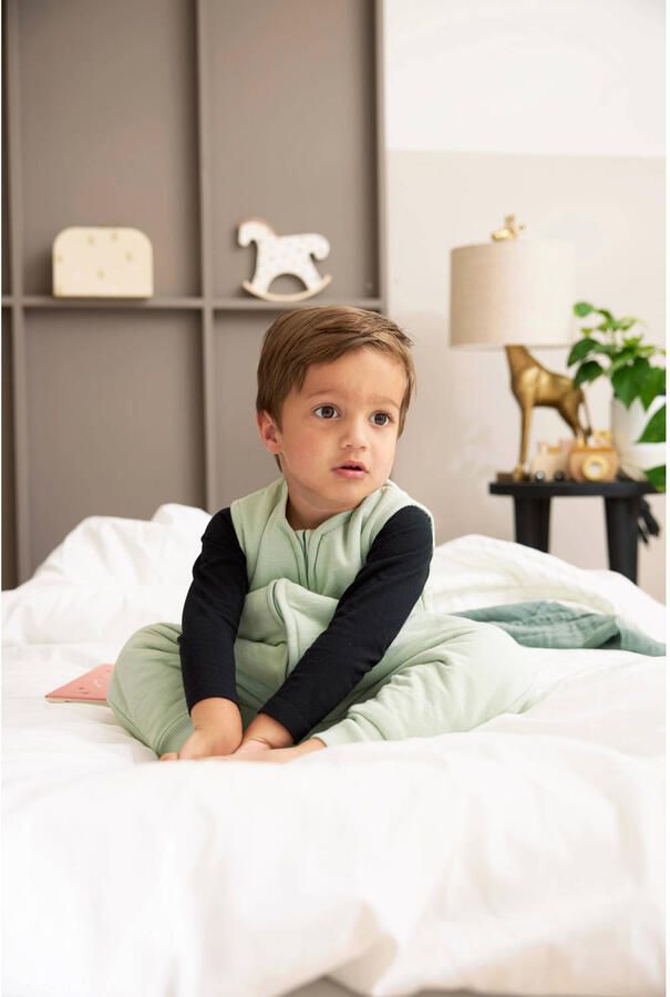 Meyco winter slaapoverall jumper Slub soft green Babyslaapzak Groen Effen 104 - Foto 3