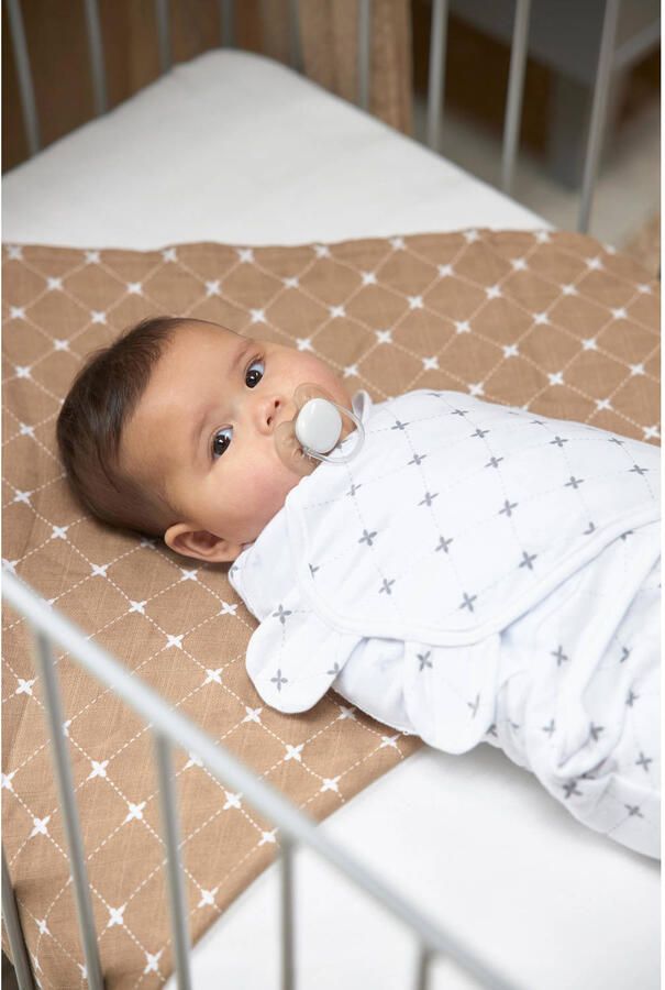 Meyco X Mrs. Keizer baby ledikantlaken Louis 100x150 cm set van 2 taupe wit Babylaken Bruin - Foto 2
