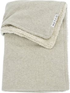 Meyco reversible baby ledikantdeken Knit Basic Teddy 100x150 cm Sand Melange
