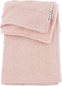 Meyco reversible baby wiegdeken Mini Knots Teddy 75x100 cm Soft Pink