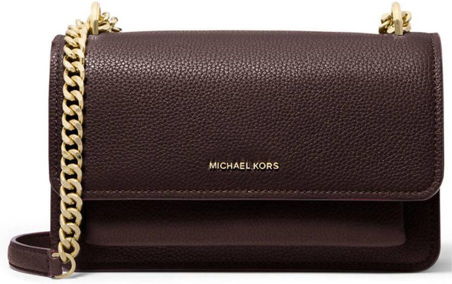 Michael Kors leren crossbody tas Claire Large donkerbruin