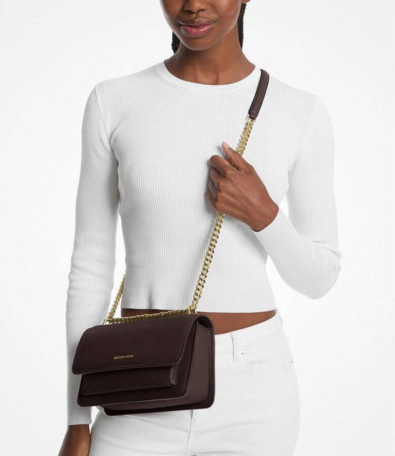 Michael Kors leren crossbody tas Claire Large donkerbruin - Foto 3