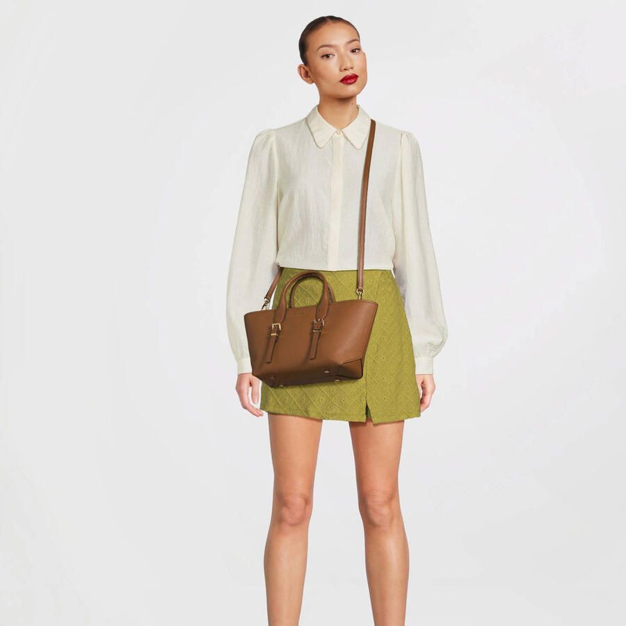 Michael Kors leren handtas Moore cognac - Foto 2