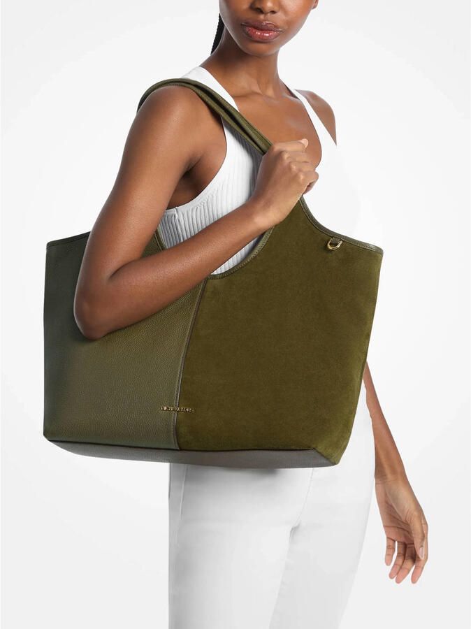 Michael Kors leren shopper Henly olijfgroen - Foto 3