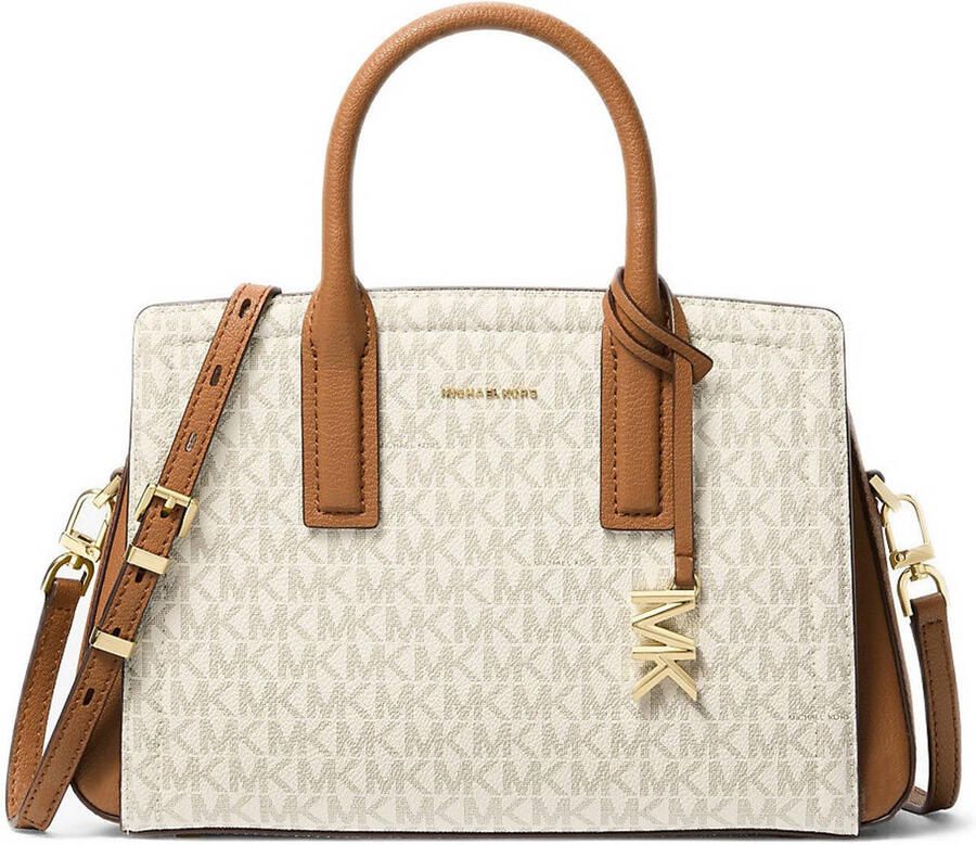 Michael Kors mini handtas Laila met logprint ecru cognac - Foto 3