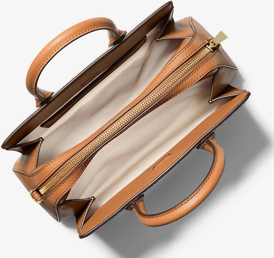 Michael Kors mini handtas Laila met logprint ecru cognac