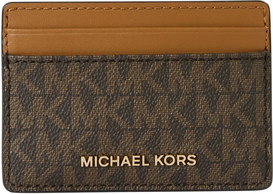 Michael Kors pasjeshouder Jet Set met logoprint donkerbruin