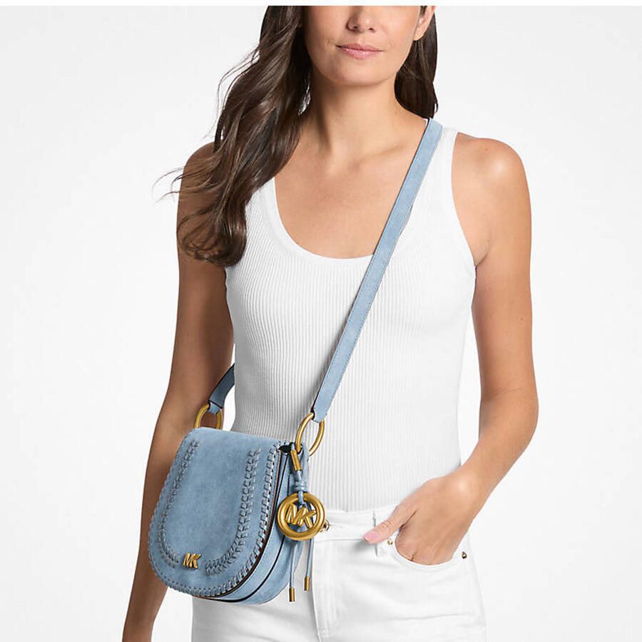 Michael Kors suède crossbody tas Josie lichtblauw - Foto 2