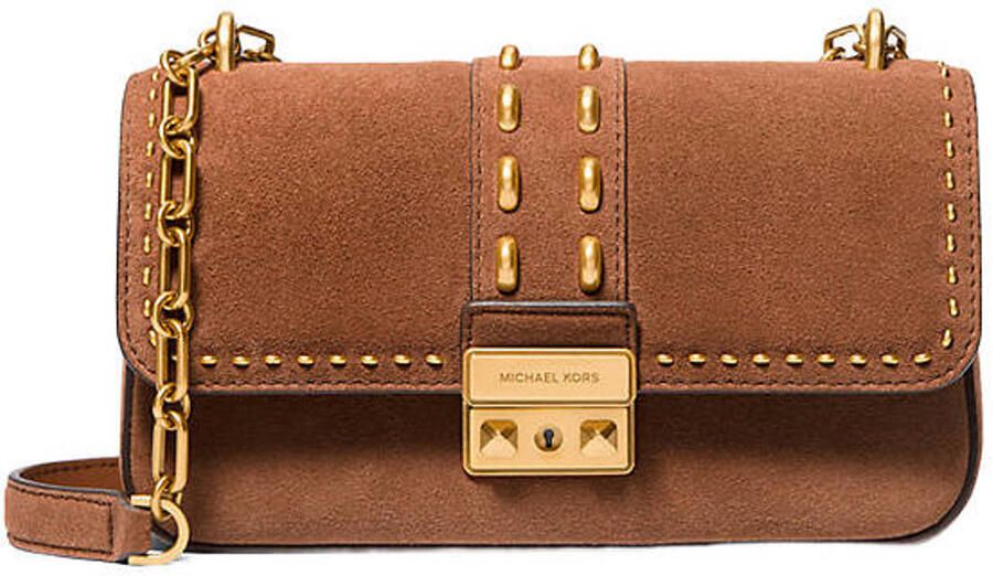 Michael Kors suède crossbody tas Tribeca cognac