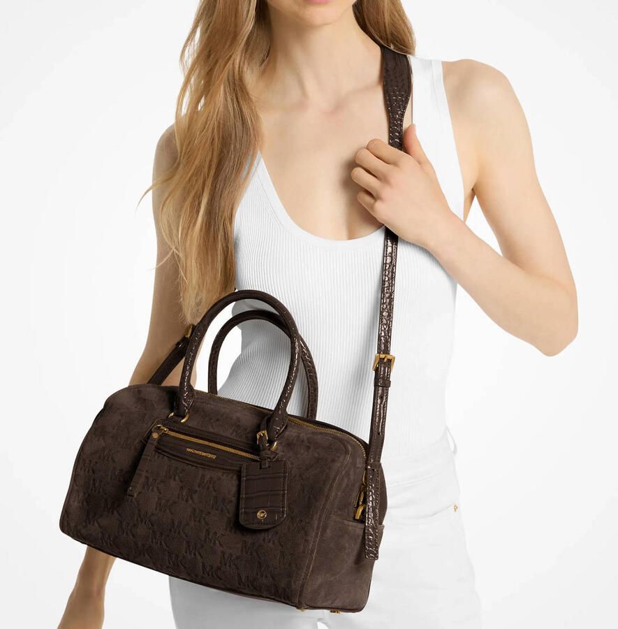 Michael Kors suède handtas Jet Set donkerbruin - Foto 2