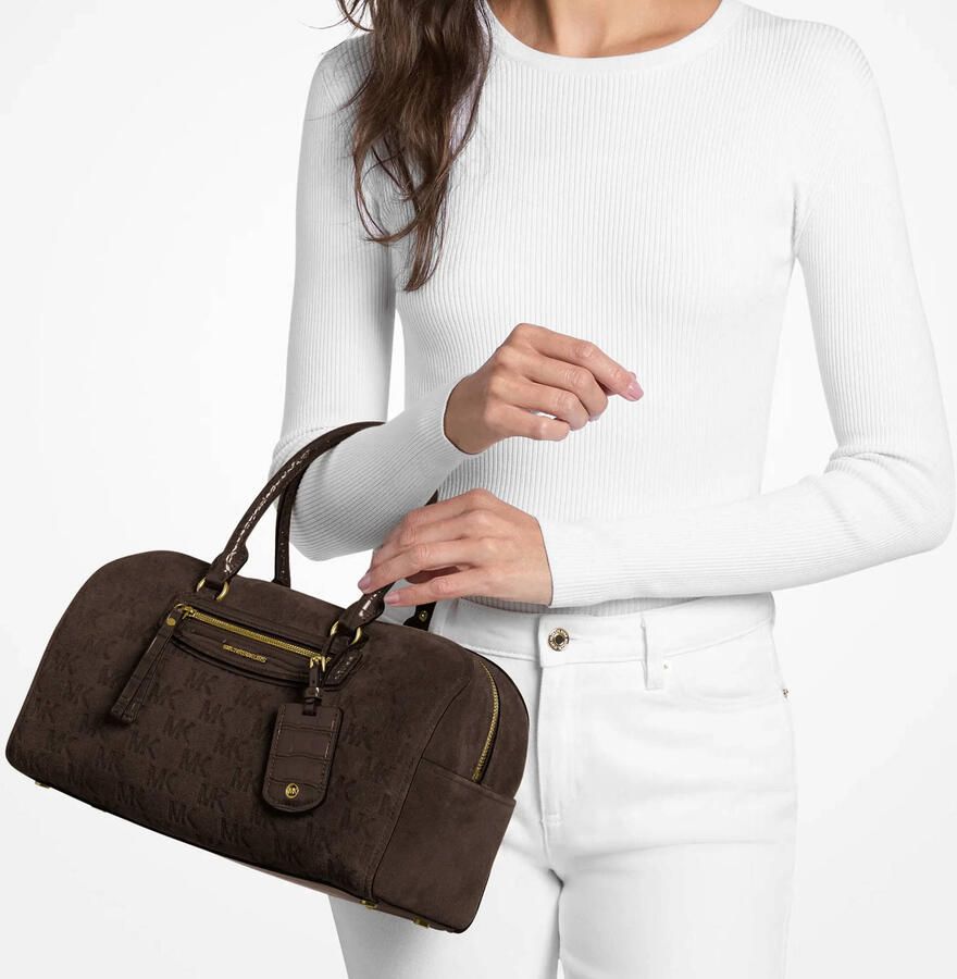 Michael Kors suède handtas Jet Set donkerbruin - Foto 3