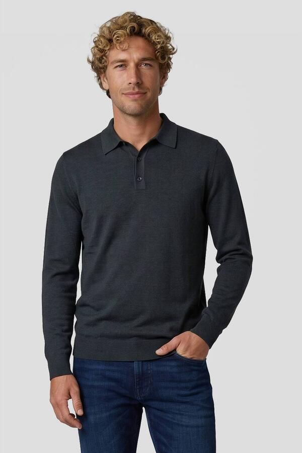 Michaelis regular fit gebreide trui donkerblauw - Foto 2