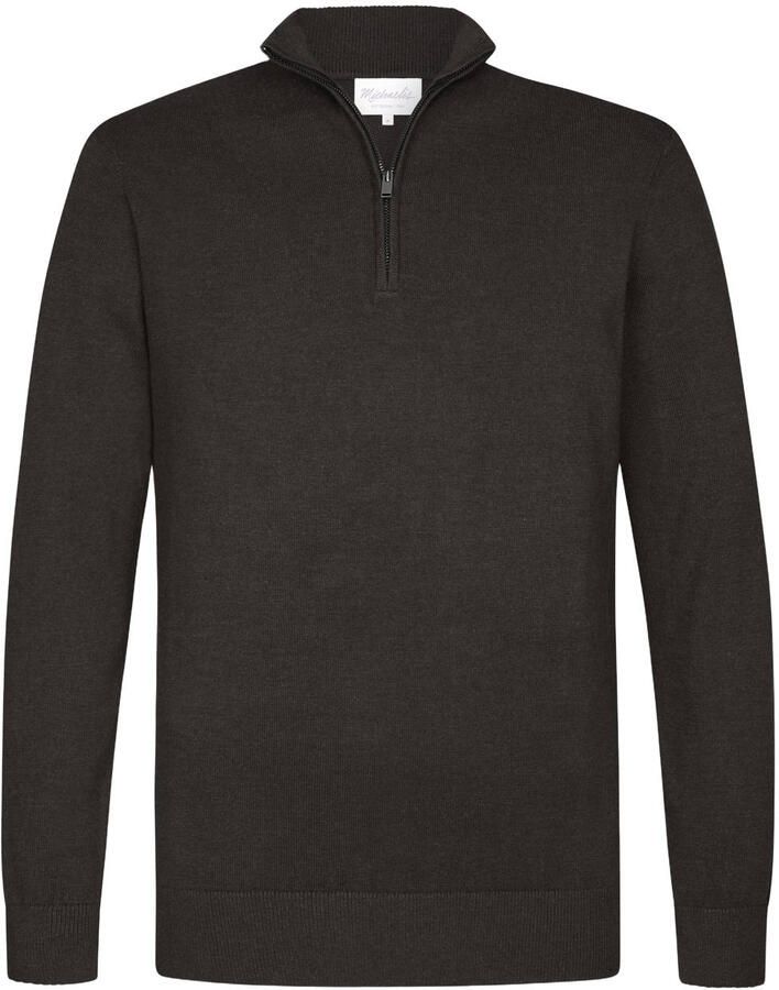 Michaelis regular fit gebreide trui donkerbruin
