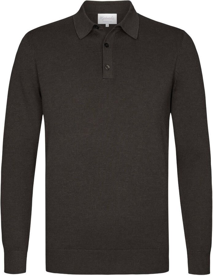 Michaelis regular fit gebreide trui donkerbruin