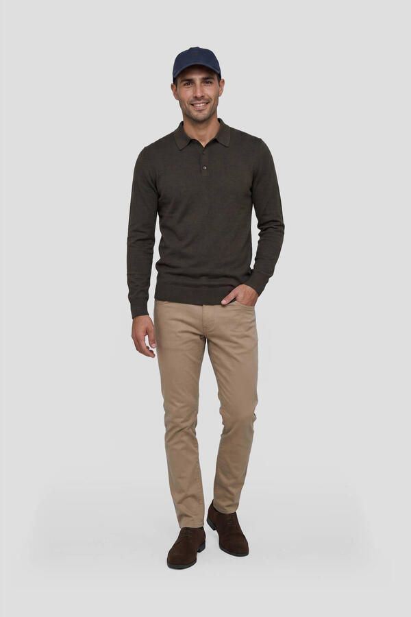 Michaelis regular fit gebreide trui donkerbruin