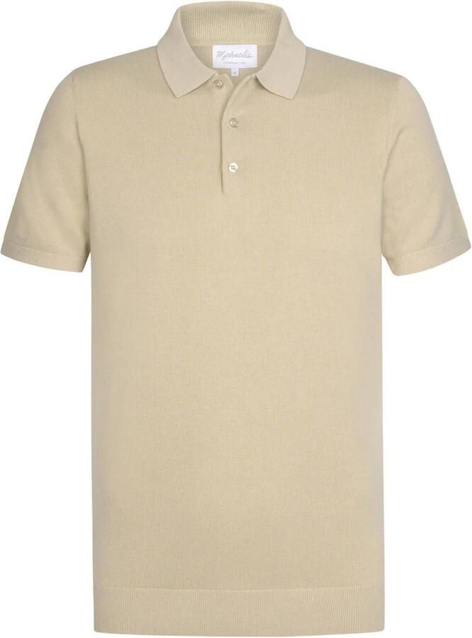Michaelis regular polo fijn gebreid beige