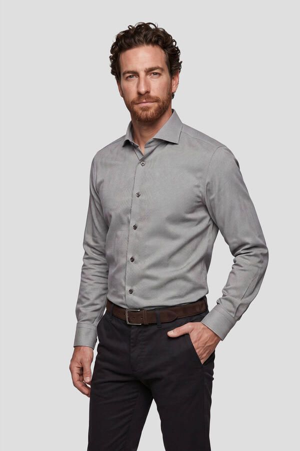 Michaelis slim fit gestreept overhemd bruin