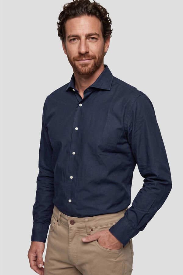 Michaelis slim fit overhemd donkerblauw