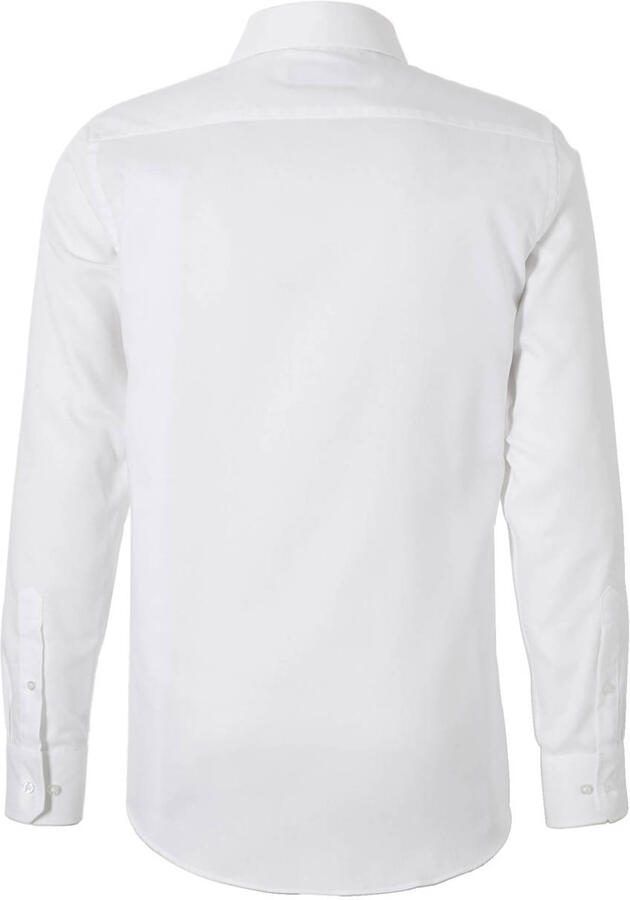 Michaelis slim fit oxford strijkvrij overhemd wit - Foto 2