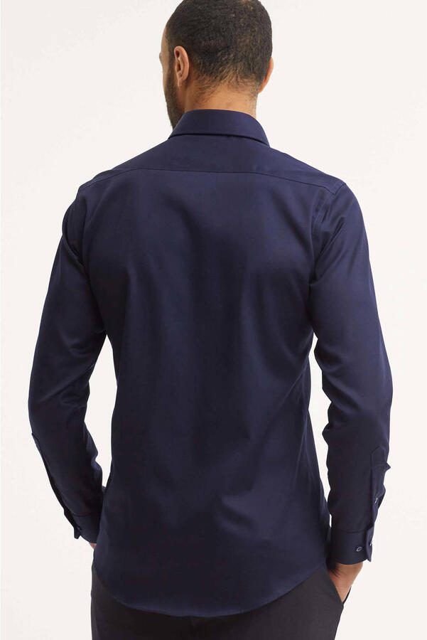 Michaelis slim fit strijkvrij overhemd donkerblauw - Foto 2