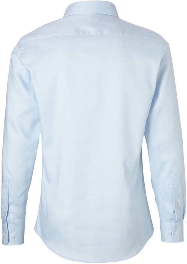 Michaelis slim fit strijkvrij overhemd lichtblauw melee - Foto 2