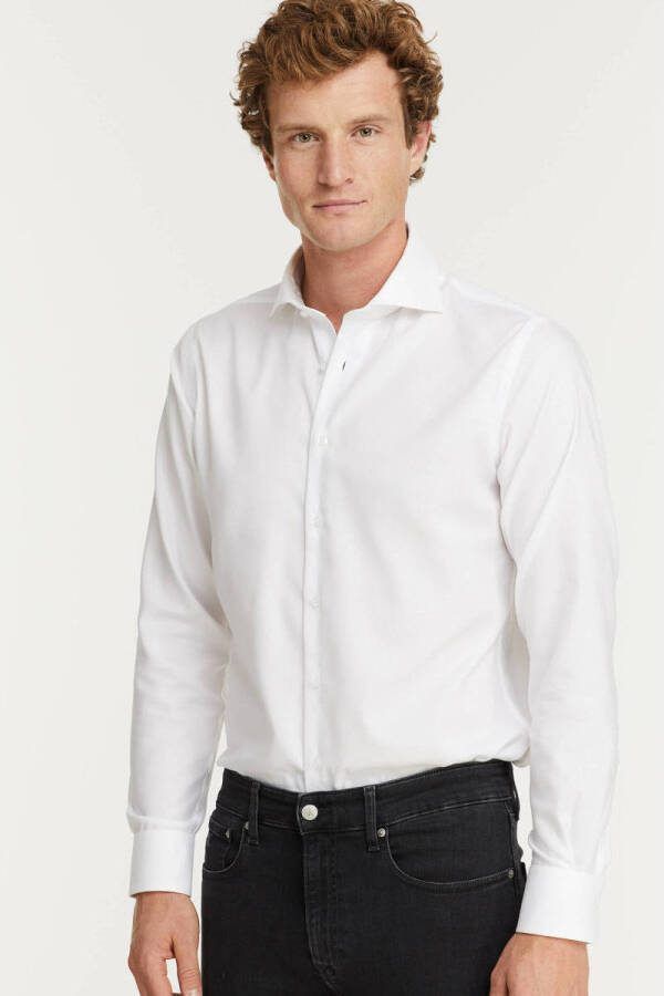 Michaelis slim fit oxford strijkvrij overhemd wit - Foto 5