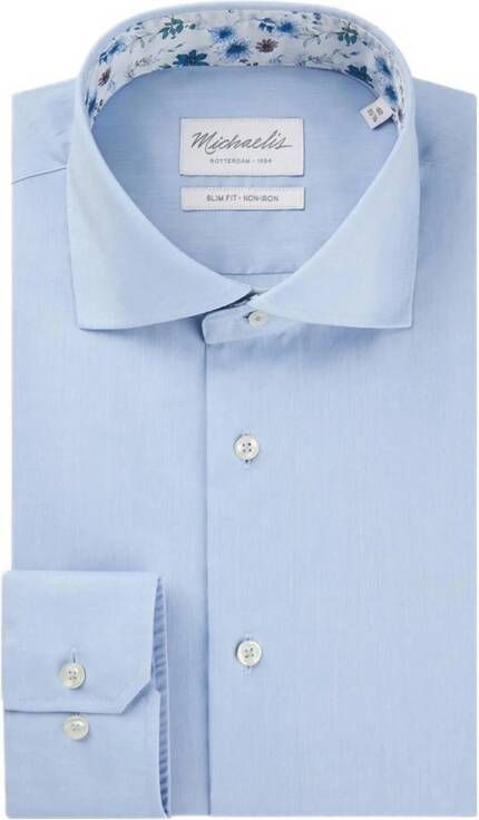 Michaelis slim fit strijkvrij overhemd SHIRT CUTAWAY blue