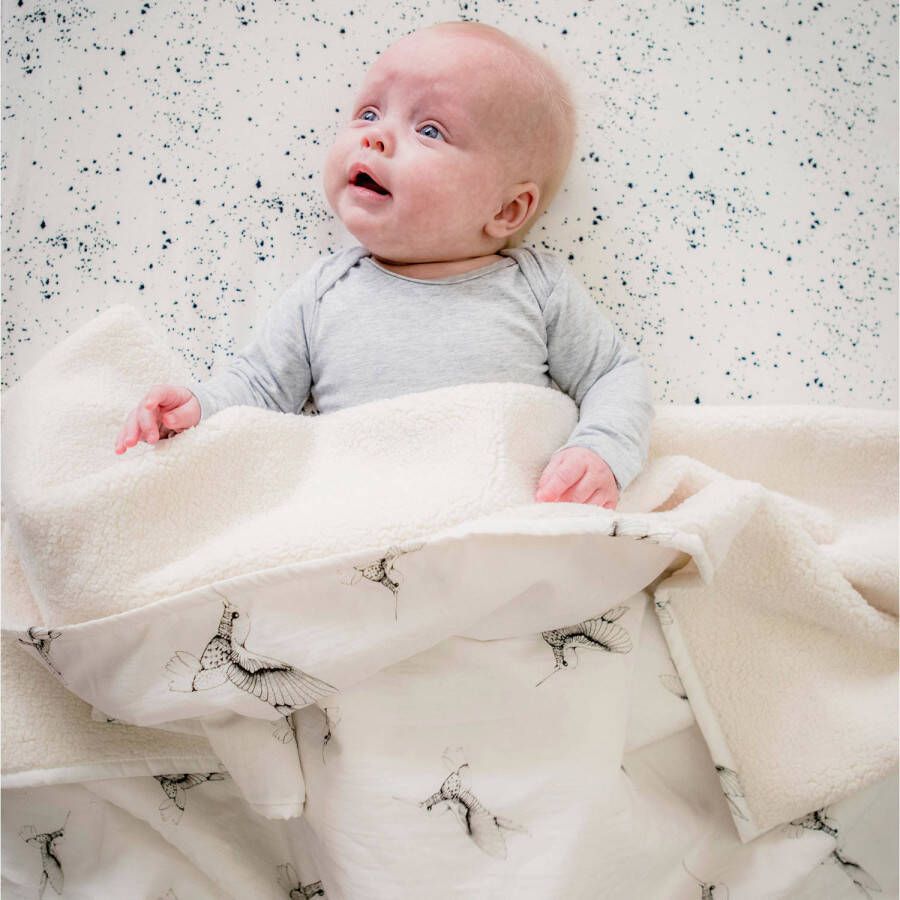 Mies & Co baby wiegdeken soft teddy Cloud dancers 70x100 cm Babydeken Wit