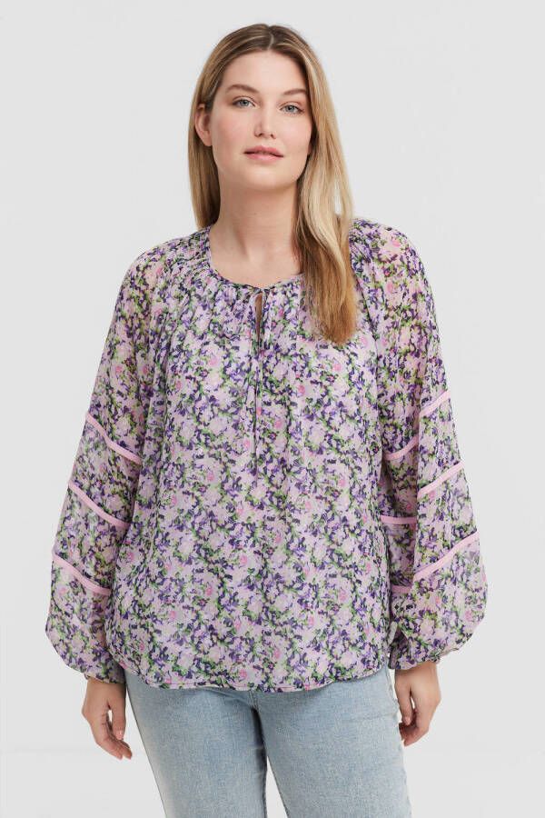 Miljuschka by Wehkamp blouse met bloemenprint lila
