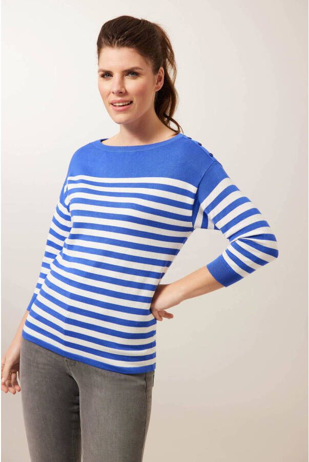 Miss Etam gestreepte trui Feline blauw wit