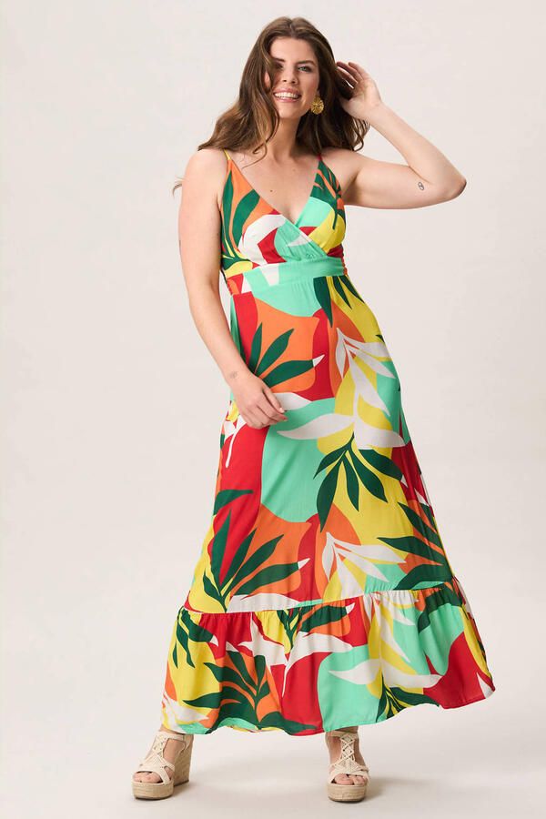 Miss Etam 100% vi maxi jurk met print meerkleurig - Foto 3
