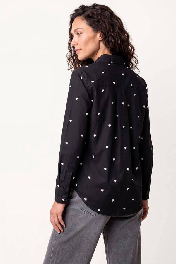 Miss Etam blouse met hartjes zwart wit - Foto 2