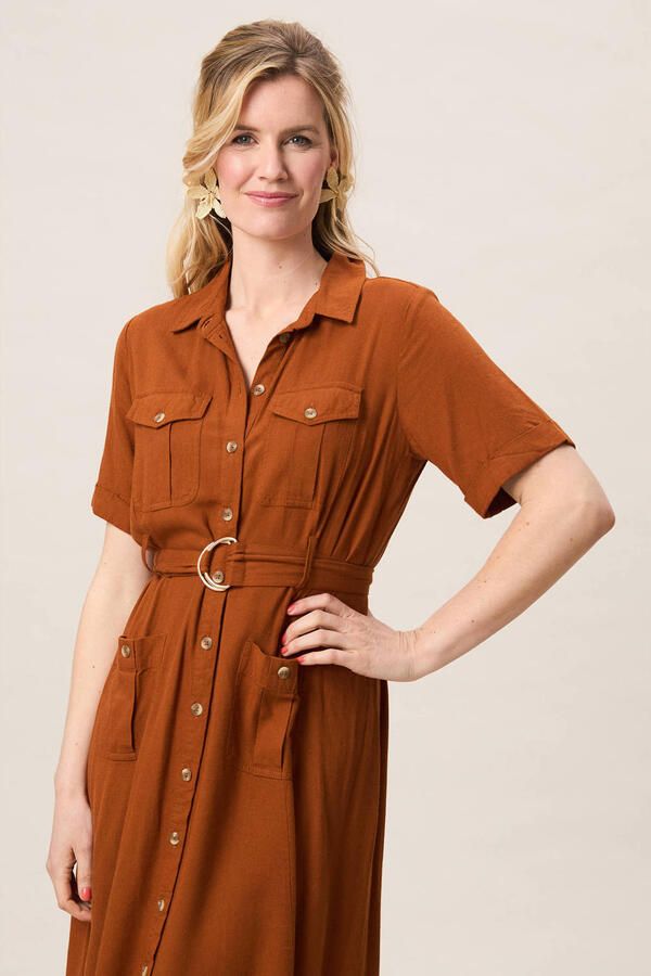 Miss Etam blousejurk met ceintuur bruin
