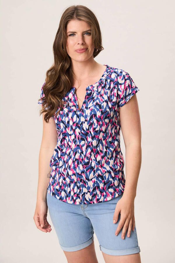 Miss Etam blousetop blauw roze