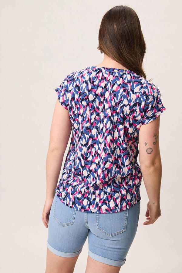 Miss Etam blousetop blauw roze - Foto 2
