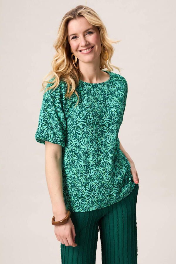 Miss Etam blousetop groen met print