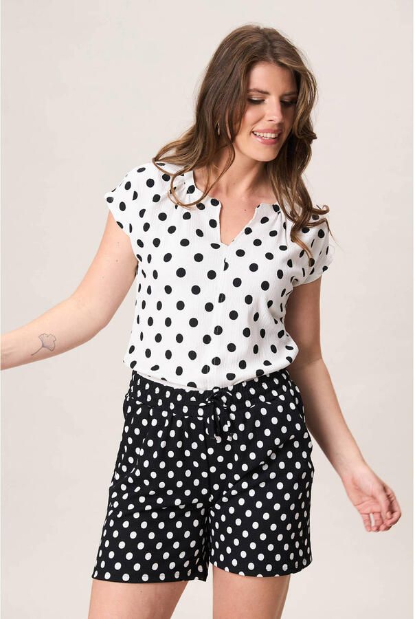 Miss Etam blousetop met stippen ecru