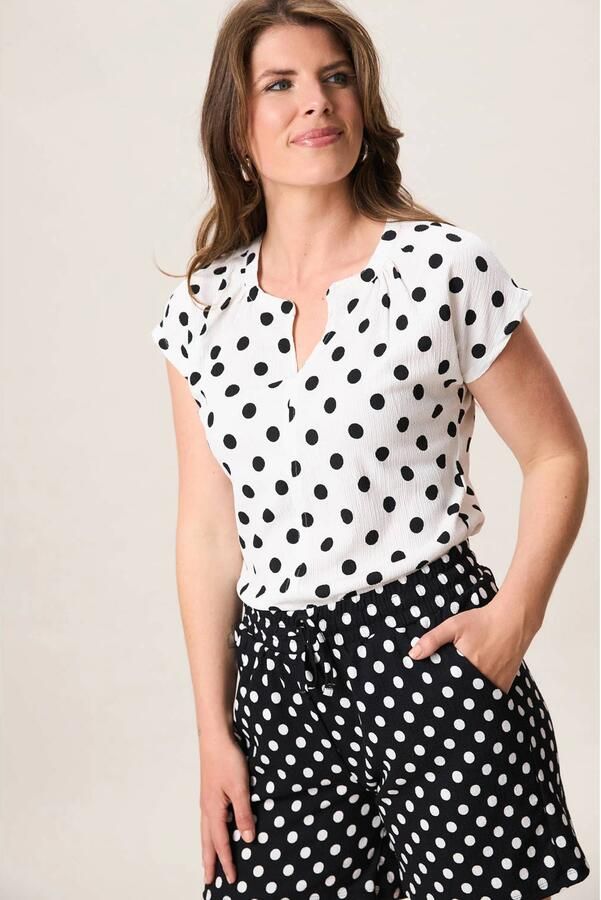 Miss Etam blousetop met stippen ecru - Foto 3