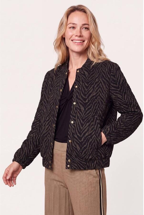 Miss Etam bomberjack met zebraprint zwart