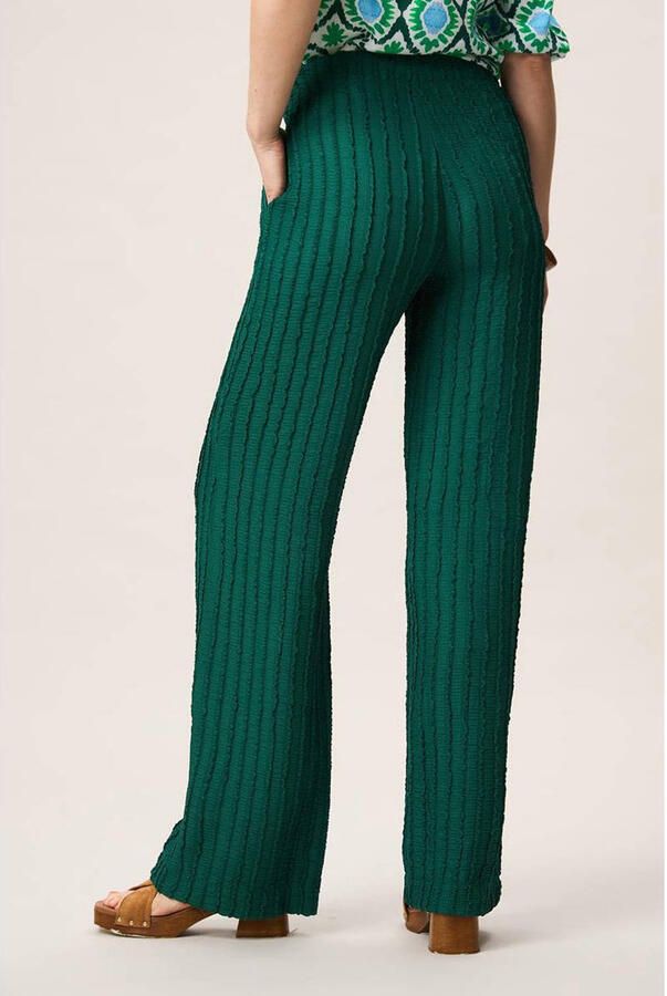 Miss Etam denim wide leg regular waist broek met textuur donkergroen - Foto 2
