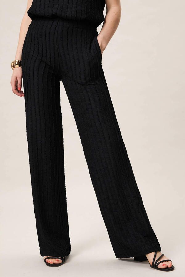 Miss Etam denim wide leg regular waist broek zwart