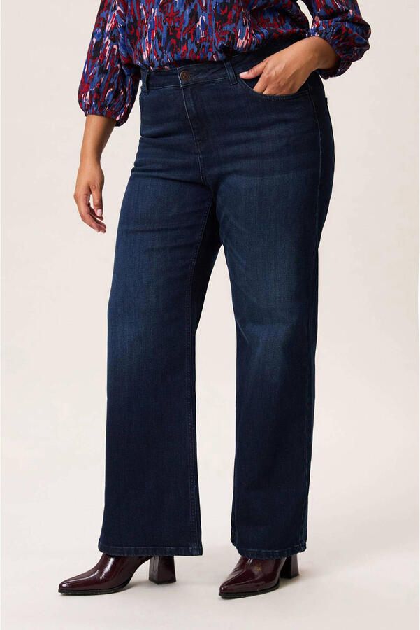 Miss Etam Plus wide leg jeans dark blue denim