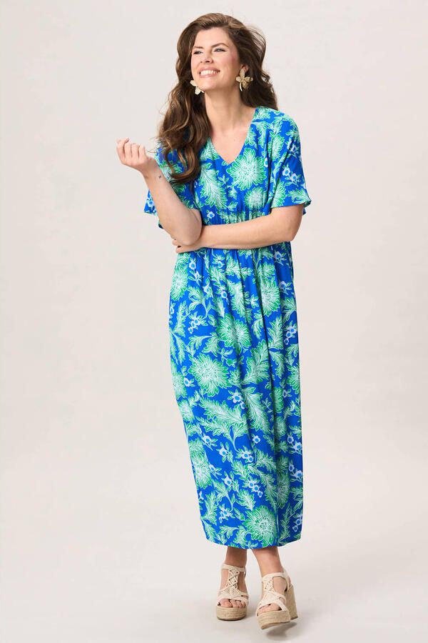Miss Etam gebloemde maxi zomerjurk blauw - Foto 2