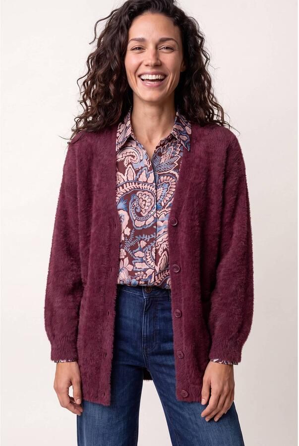 Miss Etam gebreid vest bordeaux