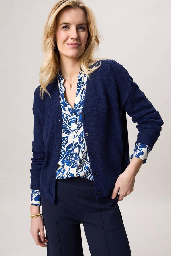 Miss Etam gebreid vest donkerblauw