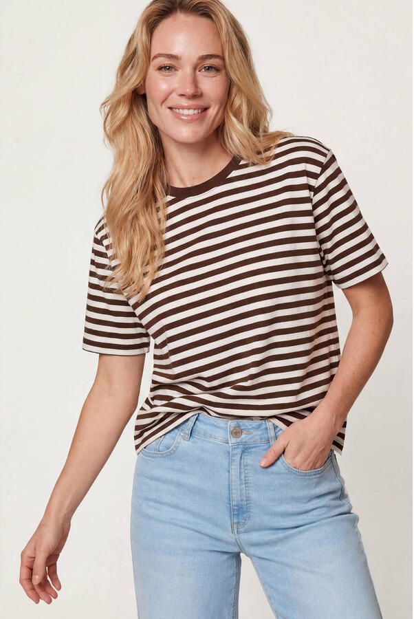 Miss Etam gestreept T-shirt bruin