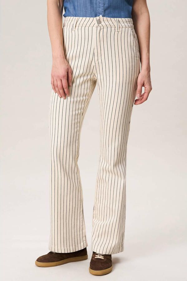 Miss Etam gestreepte flared jeans crème