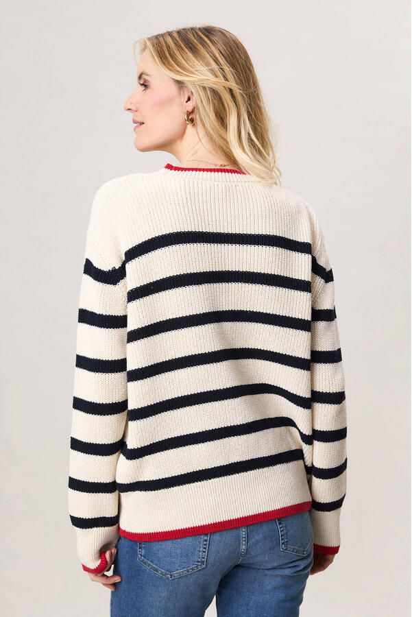 Miss Etam gestreepte pullover ecru - Foto 3