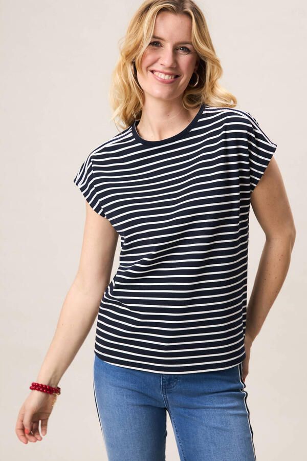 Miss Etam gestreepte T-shirt donkerblauw